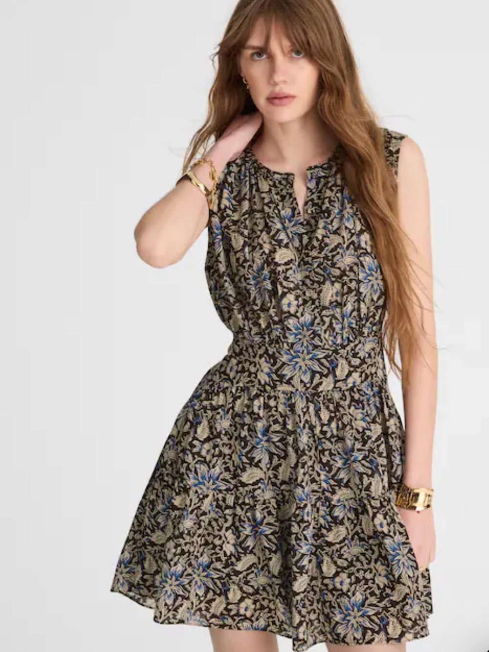 Madewell Black Floral Button Front Mini Dress, Size L